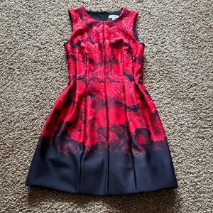 Elegant Red Floral Dress Calvin Klein 6